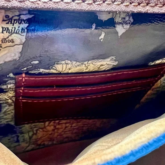 Patricia Nash Avellino Crossbody Leather Bag Front Pocket Greek Map NWT - Picture 4 of 8